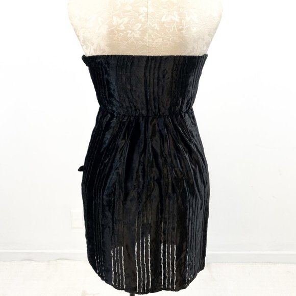 Anthropologie 4 Silk Velvet Mini Dress Black LBD - Picture 4 of 9